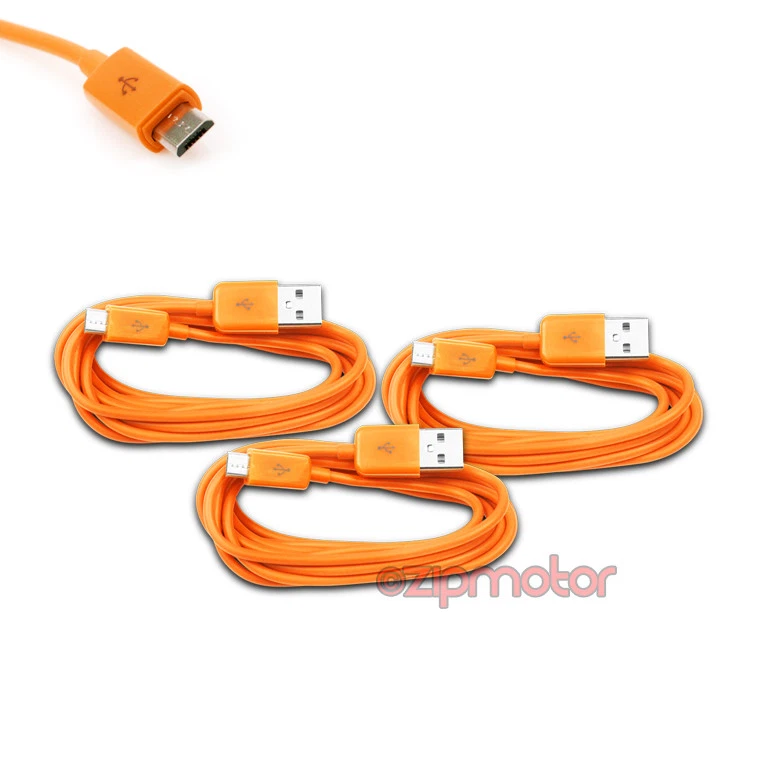3X 3FT MICRO USB DATA SYNC CHARGER CABLE ORANGE DROID HTC EVO ONE NEXUS 7 KINDLE - Image 1 of 1