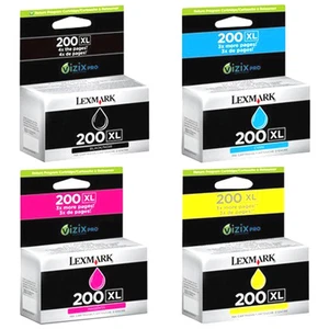Juego de 4 cartuchos de tinta genuinos Lexmark 200XL negro cian magenta amarillo Pro 4000 - Imagen 1 de 1