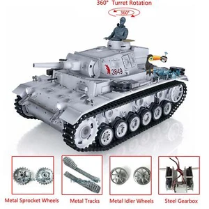 Henglong 1/16 7.0 Panzer III H RTR RC BB IR Metal Tracks Tank 3849 360° Turret - Picture 1 of 12