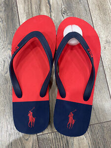 bn mens red navy blue Ralph Lauren designer flip flops 8 