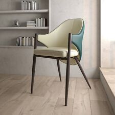 LeisureMod Sante Dining Chair, Upholstered Leather Dining Chair with Iron Legs