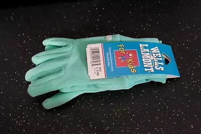 WELLS LAMONT FOR KIDS GIRLS GREEN W/ TULIP GARDENING GLOVES SIZE 5-8 YRS NEW  - Image 1 of 4