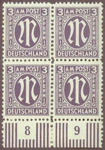 SAVOYSTAMPS - Germany-Allied Issued Occupational Post WWll- 3 P-Block of 4-MH - Picture 1 of 1