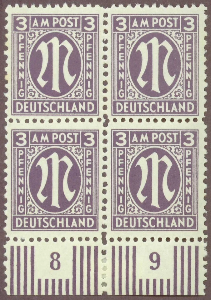 SAVOYSTAMPS - Germany-Allied Issued Occupational Post WWll- 3 P-Block of 4-MH - Image 1 of 1
