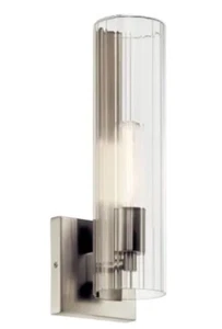 KICHLER Jemsa 1 Light Wall Sconce, Modern Light with Clear Fluted Glass in Br... - Picture 1 of 1