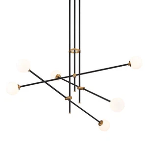 George Kovacs Cosmet 6 Light Chandelier, Coal & Aged Brass - Picture 1 of 1