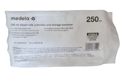 Botellas de recolección y almacenamiento de leche materna Medela 8 oz (250 ml) - 1 botella Foto 1 de 2