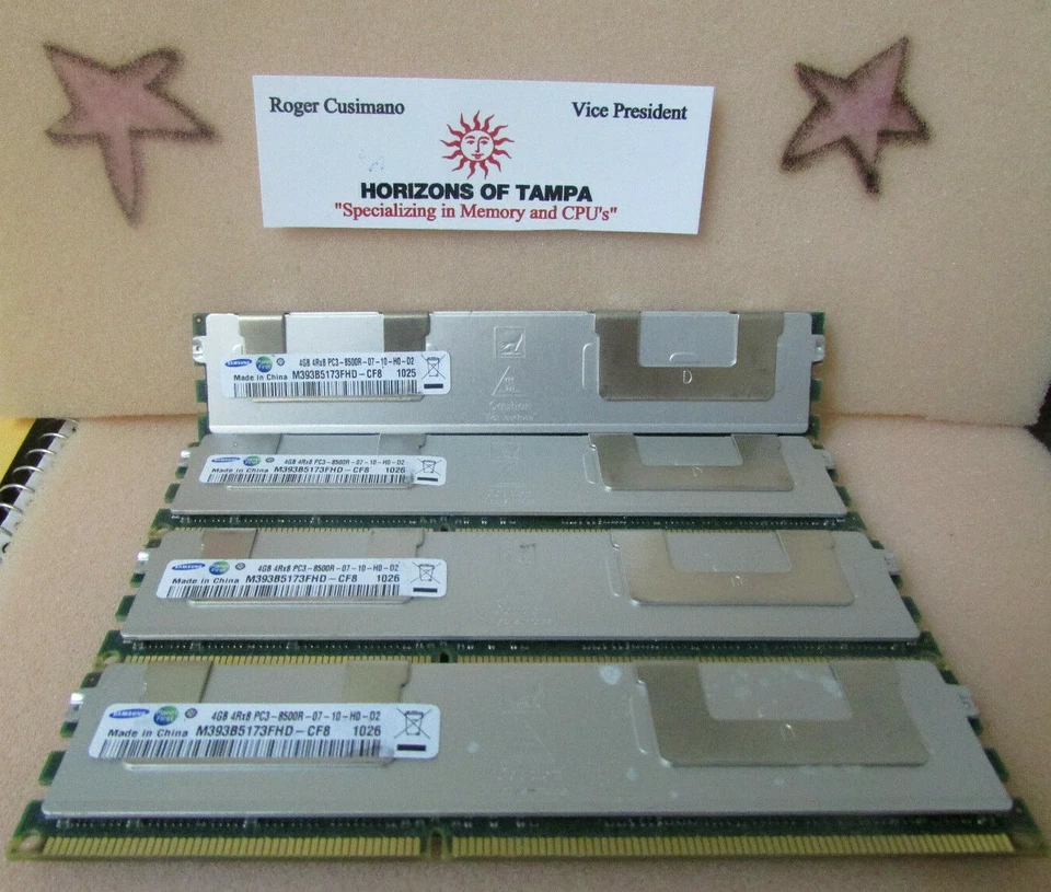 Samsung 4GBx4=16GB 4Rx8 DDR3-1066 PC3-8500R ECC REG Memory | M393B5173EHD-CF8 - Image 1 of 1