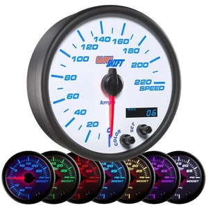 Kit de velocímetro GlowShift blanco 7 colores 3 3/4" 95 mm en tablero 220 km/h km - Imagen 1 de 4
