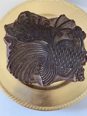 Sello de pintura antiguo vintage tallado a mano en bloque de madera Foto 1 de 4