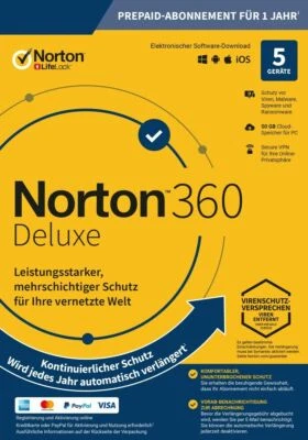 NORTON 360 Deluxe 2025 5 Geräte 5 PC/Mac/Android 2024 DE Internet Security KEY - Bild 1 von 4