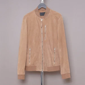 ALL SAINTS Suede Leather Jacket 2XL EXTRA LARGE Tan Mens XXL Bomber KEMBLE - Picture 1 of 24