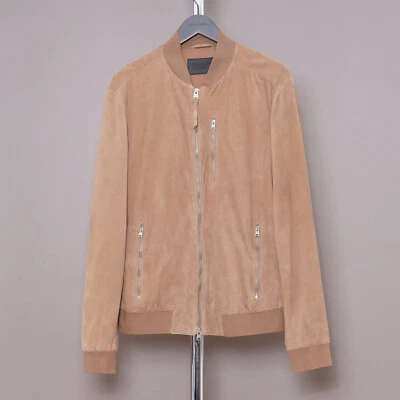 ALL SAINTS Suede Leather Jacket 2XL EXTRA LARGE Tan Mens XXL Bomber KEMBLE - Image 1 of 4