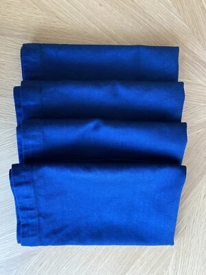 CRATE & BARREL Marlowe Satin NAPKINS 4 Piece Set Midnight Blue 20x20 - Image 1 of 4
