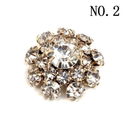 2x 21mm Damante Flower Buttons One Hole Shiny Crystal Sewing Crafts Fashion Chic - Image 1 of 4