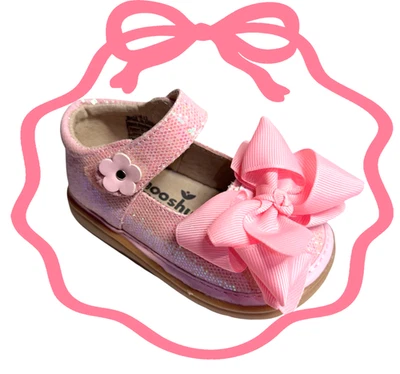 MOOSHU тренажеры пищалка туфли новый розовый блеск добавить бант Мэри Джейн пищащий - Изображение 1 из 4