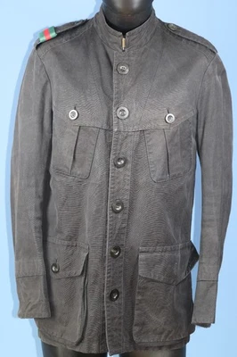 Chaqueta Militar Vintage Gucci Algodón Cáñamo GG Guccissima Banda Rayas Talla 48 Italia Foto 1 de 4