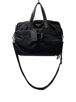 Bolso de Negocios PRADA Placa Triángulo 2 Vías Antiguo Maletín Nylon Negro Usado Foto 1 de 4