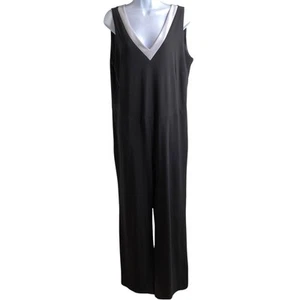 Lauren Ralph Lauren Black Wide Leg Jumpsuit Size 1X Flowy Boho Retro Vibes - Picture 1 of 13