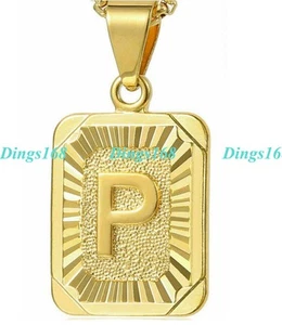 Alphabet Letter "P" -Solid 18K Yellow Gold Filled Tarnish-Free Pendant+ Necklace - Picture 1 of 3