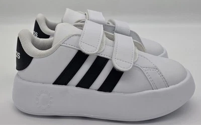 Adidas Grand Court 2.0 Zapatos para Niños Pequeños 9K Blanco/Negro - ¡FÁCIL DE PONER! ¡Nuevo en caja! Foto 1 de 4