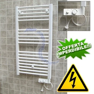 Scaldasalviette CORTINA elettrico bianco cm 92x48 con termostato - termoarredo b - Immagine 1 di 3