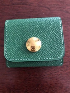 HERMES Post-it Case Haftnotizen Memo Leder Schreibwaren Tasche grün mit Memo-Pad - Bild 1 von 7