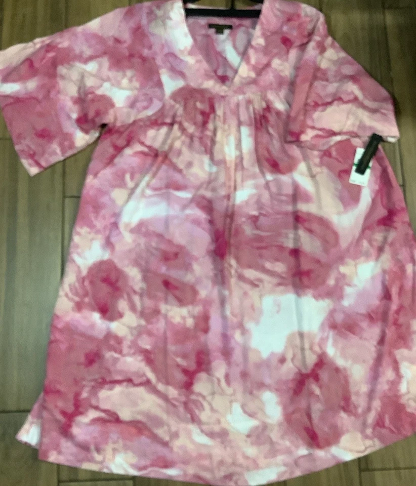 Donna Karan 睡衣礼服女式 S/M 码粘胶休闲水彩粉色 — 第 1/4 张图片