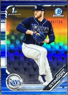 2019 Bowman Draft Graeme Stinson 1st Blue Refractor #044/150 Rays #BDC-116 - Image 1 of 2