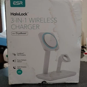 Chargeur sans fil ESR HaloLock 3 en 1 avec Cryoboost blanc occasion - Photo 1 sur 3