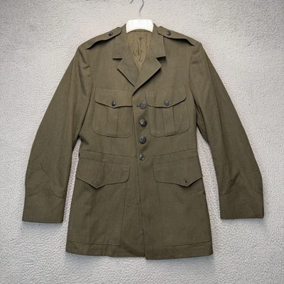 USMC Vestido Verde Abrigo Para Hombre Mediano Oliva Gabardina Mezcla Lana Marine Corps Chaqueta Foto 1 de 4