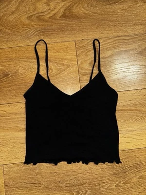 H&M Divided Black Ribbed Crop Cami – Size XS - Image 1 of 3