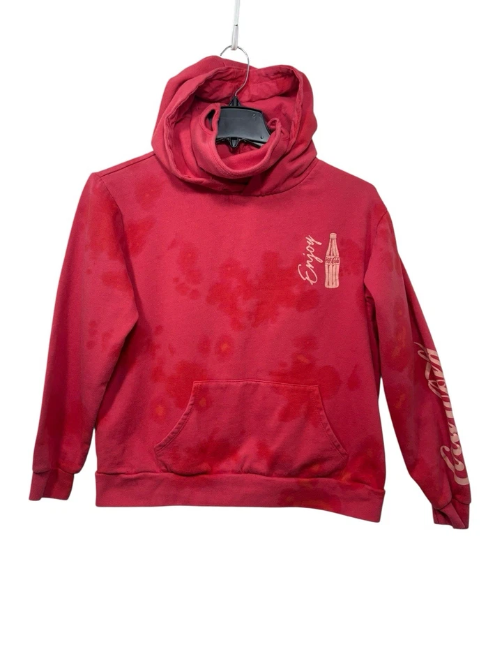 Coca Cola Women's LG Red/Pink Tie-Dye Look Hoodie Built-In Face Mask Large - Image 1 of 4