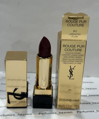 Lápiz labial tamaño completo YSL Yves Saint Laurent Rouge Pur Couture LIBERATED PLUM P1 Foto 1 de 2
