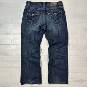 Mek Men’s Denim Slim Bootcut Jeans 36x34 Distressed Embroidered - Picture 1 of 17