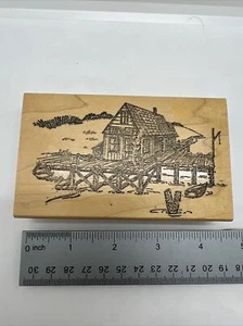 C8, Landhaus Köderboot Haus Holz Gummistempel NEU - Bild 1 von 2