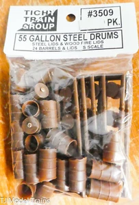 Tichy Train Group #3509 (S Scale) 55 Gallonen Stahltrommeln/Stahldeckel/Holzfeuerdeckel - Bild 1 von 1