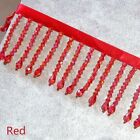 Crystal Trim Beaded Sewing Edge Fringe DIY for Craft Dress Curtain Lampshade Red
