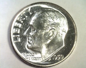 1959 ROOSEVELT DIME UNCIRCULATED UNC NICE ORIGINAL COIN BOBS COINS FAST 99c SHIP - Picture 1 of 2