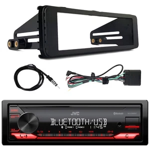 JVC Single DIN Stereo USB Bluetooth Receiver, 98-13 Harley Install Kit, Antenna - Picture 1 of 4