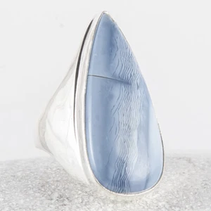 Incantevole anello in argento, opale Owhyee, Oregon, anello con sigillo, blu, misura 58 - Foto 1 di 4