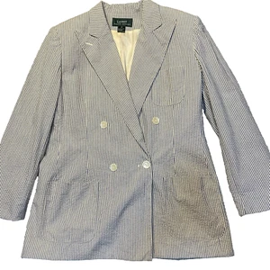 Striped Ralph Lauren blazer Size 14 lined 100% Cotton Shell - Picture 1 of 11