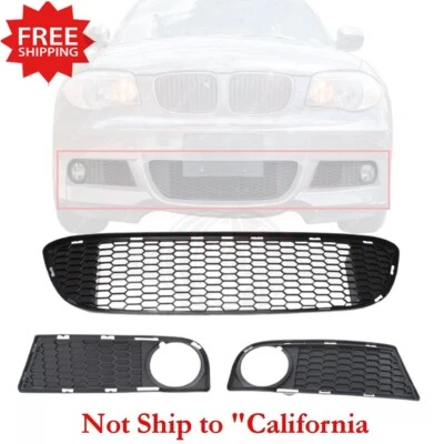New For BMW 128i Base Fits 08-13 Front Bumper Grille & Fog Light Bezel Trims 3PC Foto 1 de 4