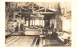 Will Rogers Home Main Room Interior View Santa Monica,CA Vtg 40's RPPC Postcard - Picture 1 of 2