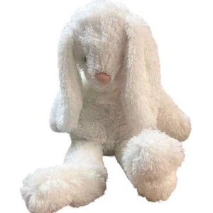 Lop Eared White Plush 19" Bunny Rabbit Stuffed Animal Pink Nose & Gauze Bow GUC - Foto 1 di 12