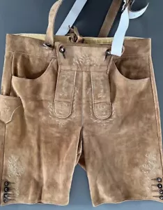 Kurze Trachtenlederhose aus Hirschleder zu verkaufen, gebraucht wie neu. - Bild 1 von 12