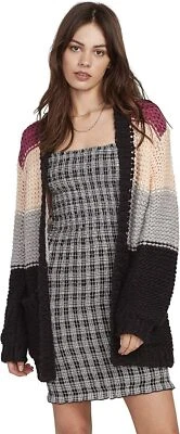 Volcom Knit List Oversized Chunky Cardigan Jumper Sweater Women's Size XS - Image 1 of 4