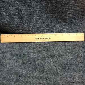 Vintage School Westcott 12" Ruler Wooden USA metal edge Script writing - Picture 1 of 8