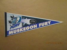 UHL Muskegon Fury Vintage Defunct Circa 1998-99 Team Logo Hockey Pennant