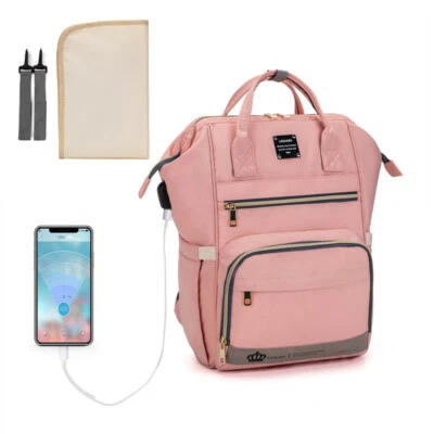 Bolsa de pañales cambiadora para bebé bolsa de maternidad mochila de gran capacidad portátil para mujeres Foto 1 de 4